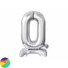Folija Balon Samostoječi 38cm - Št. 0 Srebrne barve Folija Balon Samostoječi 38cm - Št. 0 Srebrne barve